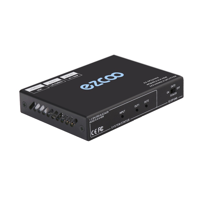 18Gbps HDCP2.2 CEC HDR Dolby Vision Slim Case SP12 HDMI Splitter 1x2 4K 60Hz 4:4:4 HDMI Scaler 4K 1080P Sync,Firmware Upgrade HDMI 2.0 Splitter 1 in 2 Out Audio Breakout SPDIF 5.1CH 